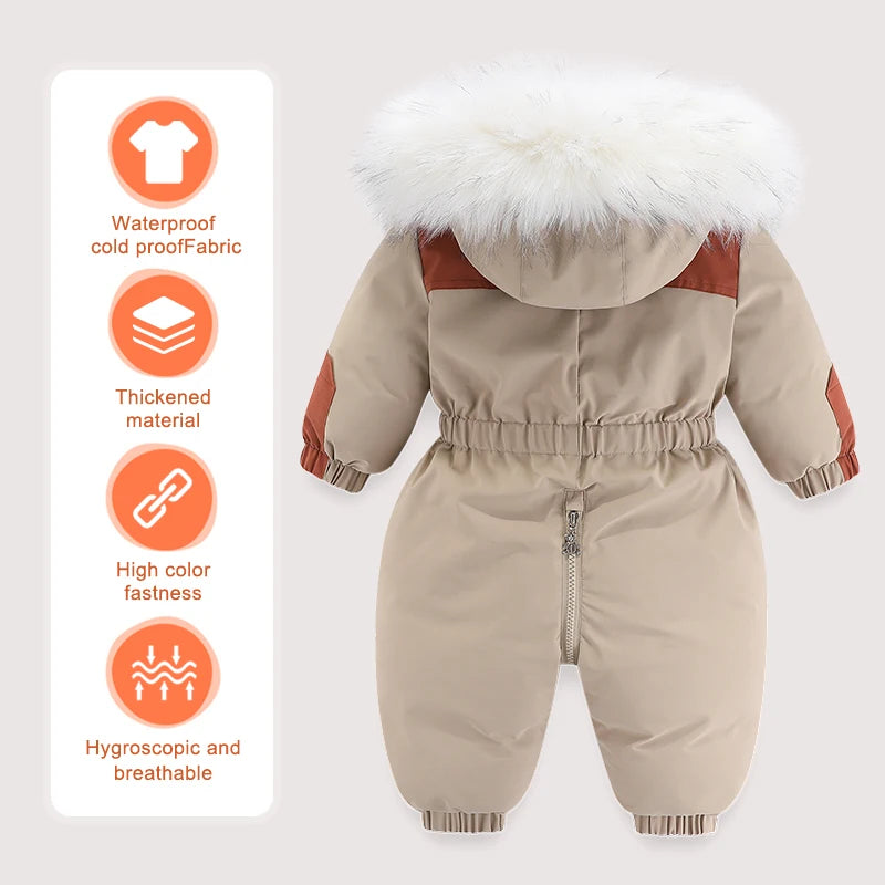 Combinaison de Ski Bébé avec Capuche Mixte 1-3 Ans - Imperméable et Chaude jusqu'à -30°C