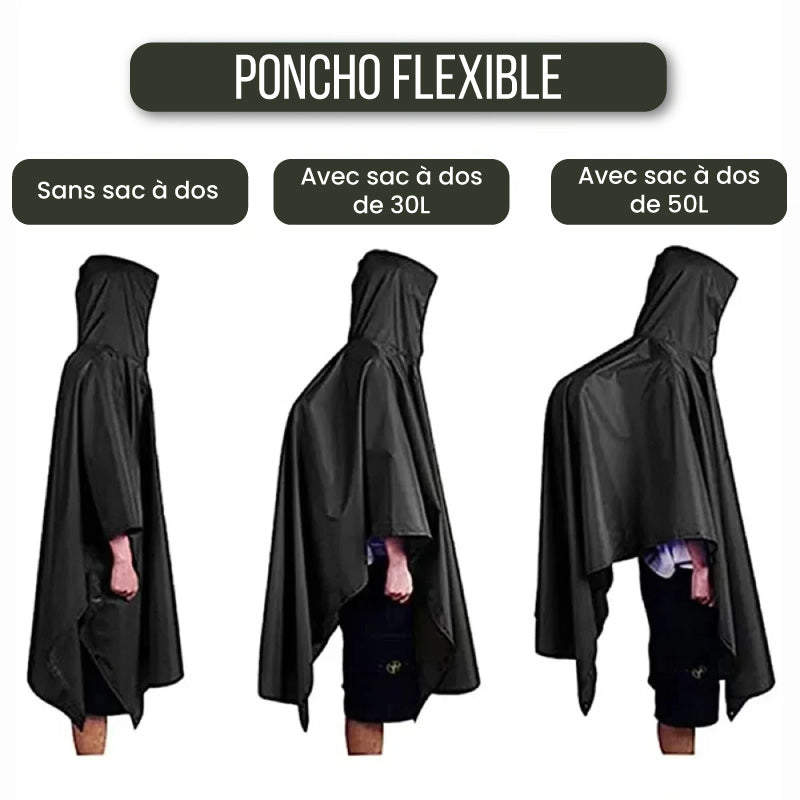 Poncho de Randonnée Imperméable 3 en 1 avec Capuche